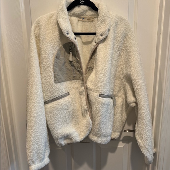 Her Entire Name Says Grace Ivory Sherpa Jacket with Gray Accents Size L - Picture 15 of 16